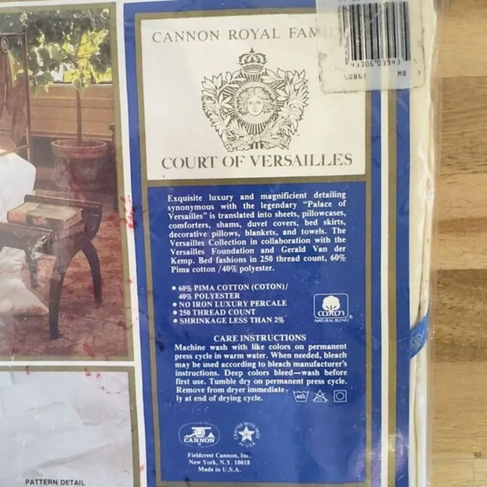 Court of Versailles Cannon Twin Flat Sheet Luxury Percale‎ POMPADOUR LACE NOS